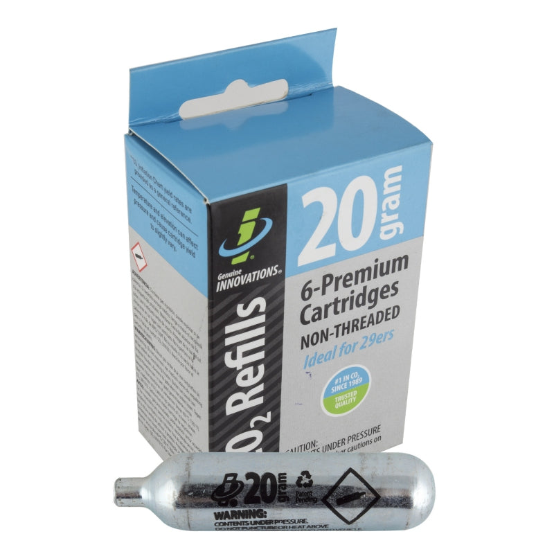 Genuine innovations Co2 Refill Cartridges Threadless Silver 20g 6 pack