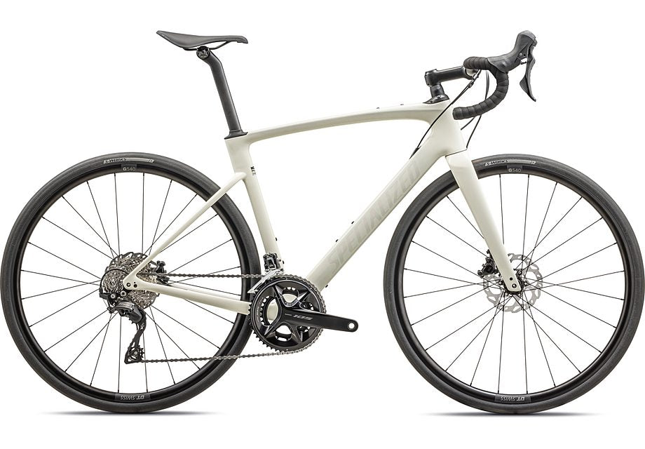 2026 Specialized Roubaix Sport 105 Bike Gloss Birch/White Mountains/Abalone 58