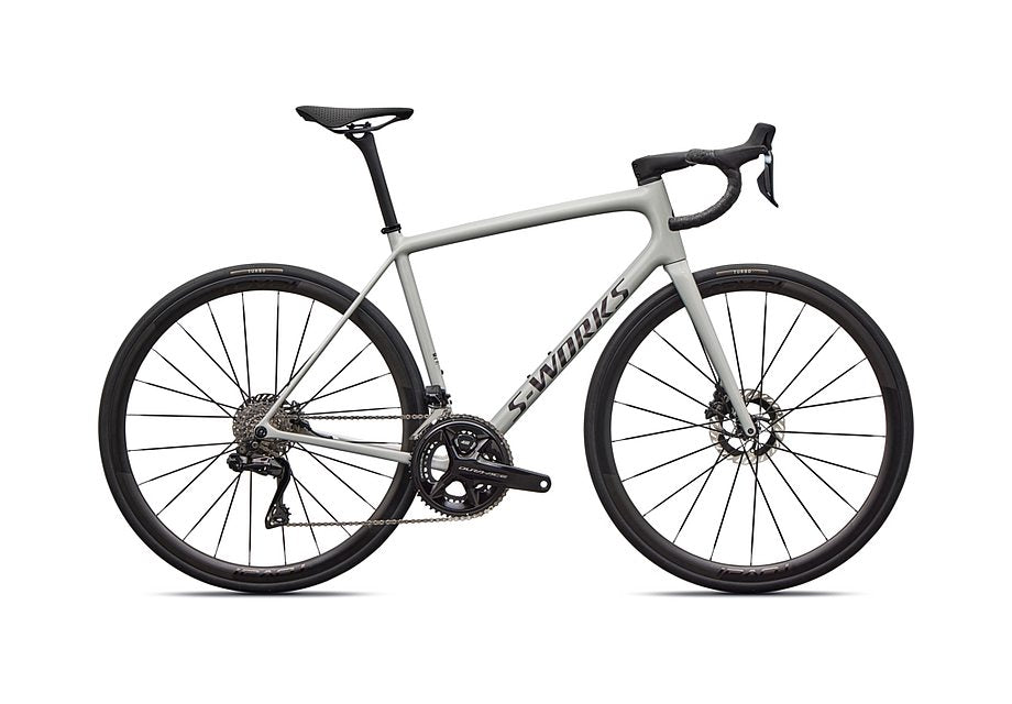 2026 Specialized Aethos S-Works Di2 Bike Gloss Dolomite Metallic / Satin Nebula Metallic 56