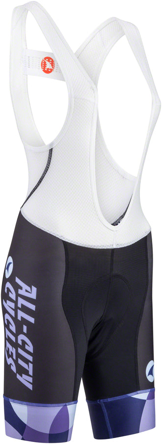 All-City Dot Game Women's Bib Short - BLK Dark Purple Purple Lavender Lite Blue X-Large