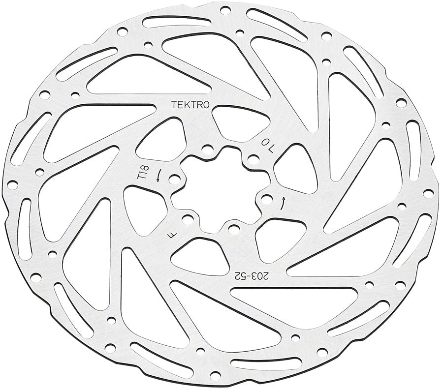 Tektro TR203-52 Disc Rotor - 203mm 6-Bolt 1.8mm Thickness For 2-Piston Calipers Silver