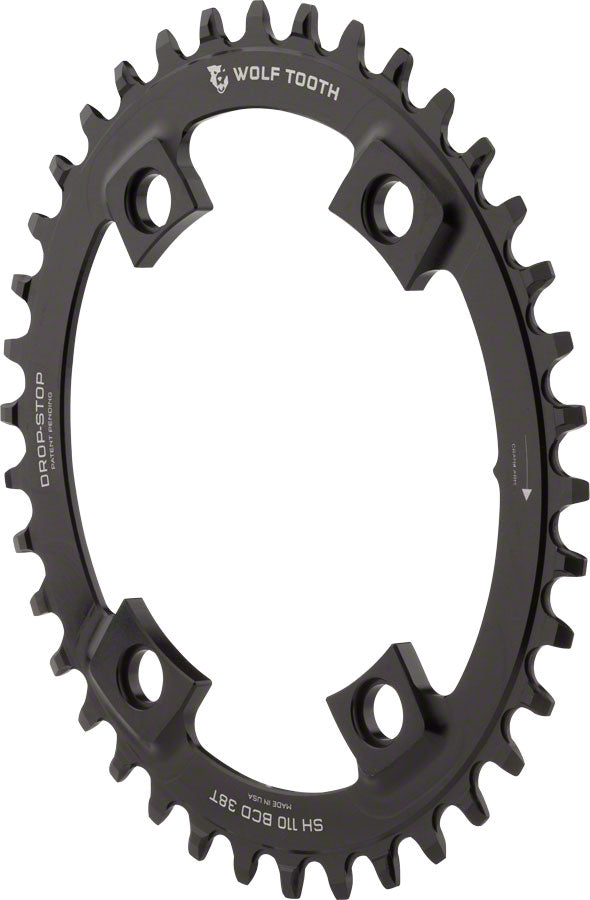 Wolf Tooth Elliptical Shimano 110 Asymmetric BCD Chainring - 40t 110 Asymmetric BCD 4-Bolt Drop-Stop B For Shimano Cranks BLK