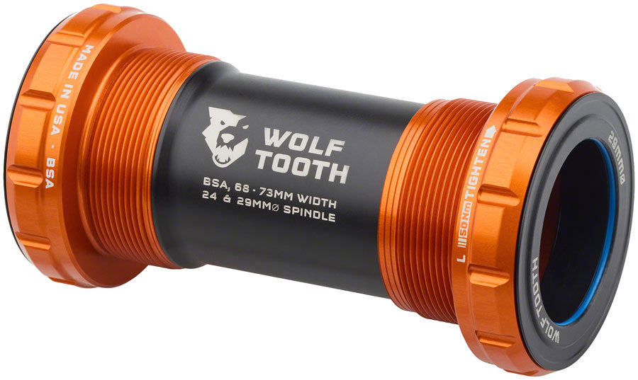 Wolf Tooth Bottom Bracket - English (BSA) 68/73mm For 29mm Spindle Orange
