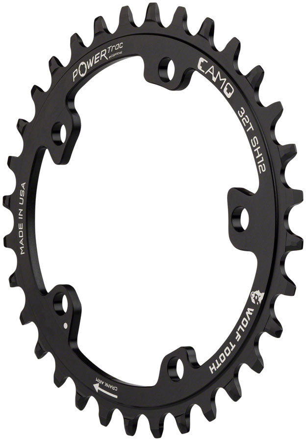 Wolf Tooth CAMO Aluminum Elliptical Chainring - 32t Wolf Tooth CAMO Mount Drop-Stop ST Requires 12-Speed HG+ Chain BLK