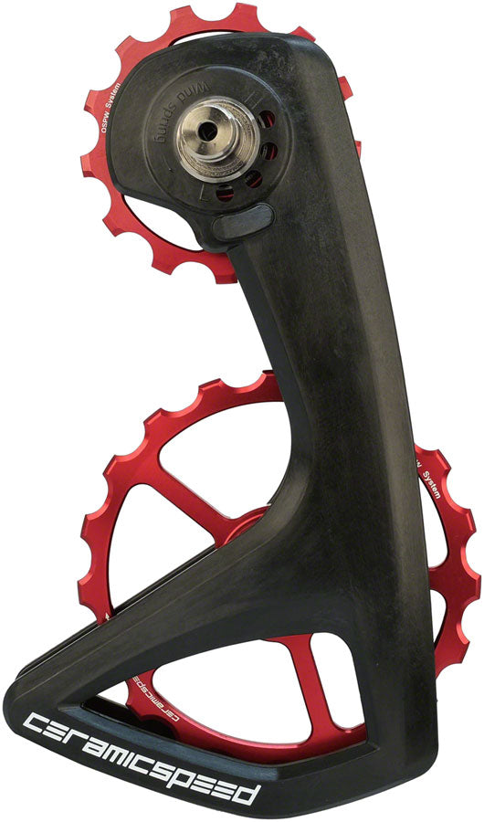 CeramicSpeed OSPW RS Pulley Wheel System Shimano Dura-Ace 9250/Ultegra 8150 - Aluminum Pulley Carbon Cage Red
