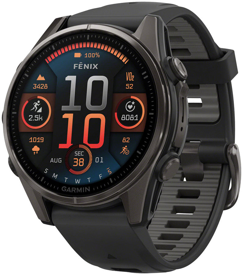 Garmin fenix 8 Smartwatch - 43mm AMOLED Sapphire Carbon Gray DLC Titanium BLK/Pebble Gray Silicone