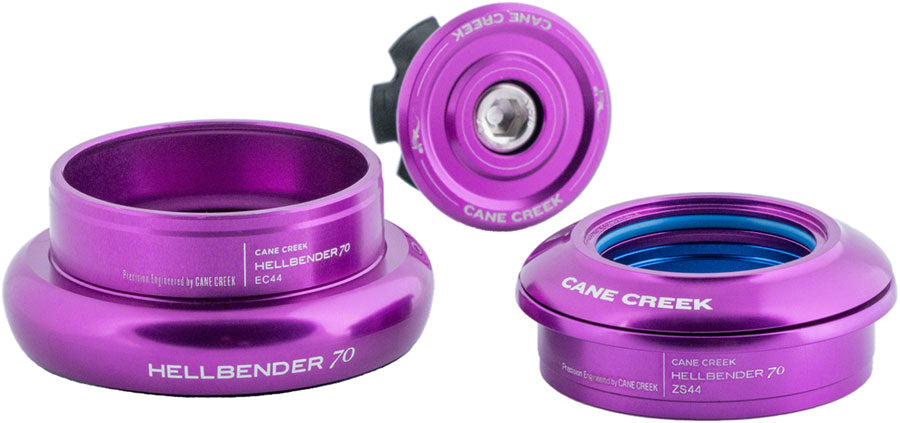 Cane Creek Hellbender 70 Headset - ZS44/28.6/H8 Upper | EC44/40 Lower Tapered Purple