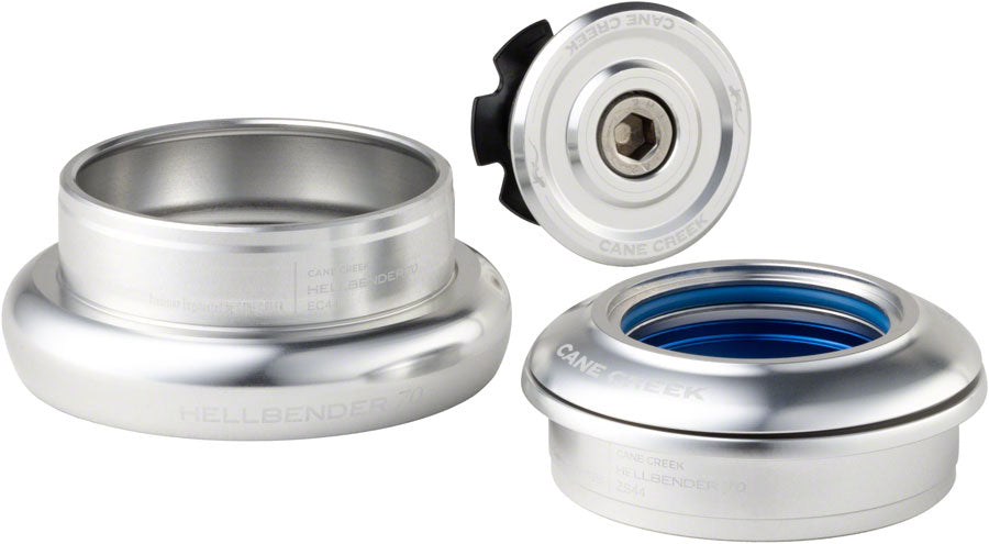 Cane Creek Hellbender 70 Headset - ZS44/28.6/H8 Upper | EC44/40 Lower Tapered Silver