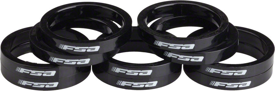 FSA Polycarbonate Headset Spacers 1 1/8" x 5mm 10 pcs Black