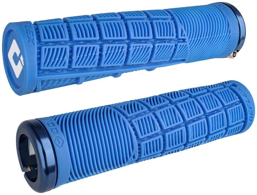 ODI Reflex V2.1 Grips - White/Blue Lock-On