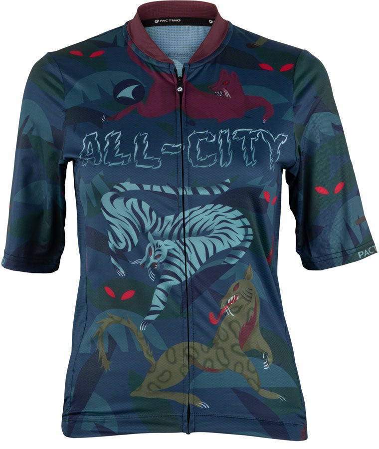 All-City Night Claw Women's Jersey - Dark Teal Spruce Green Mulberry Small