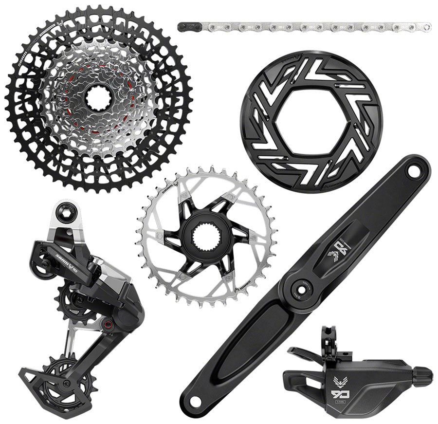 SRAM Eagle 90 Ebike Groupset - 160mm Bosch 36T Clip-on Guard Chain XS-1275 10-52t Single Click Shifter Rear Derailleur