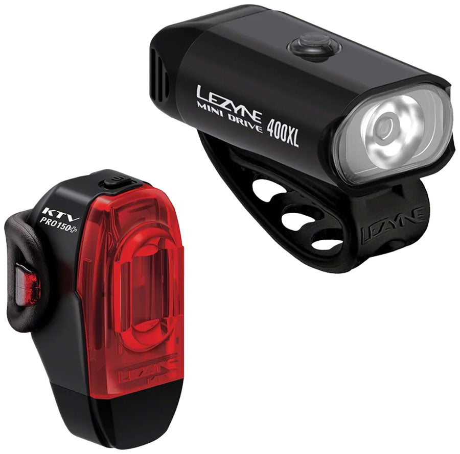 Lezyne Mini Drive 400XL/KTV Drive Pro+ Headlight/Taillight Set - Black