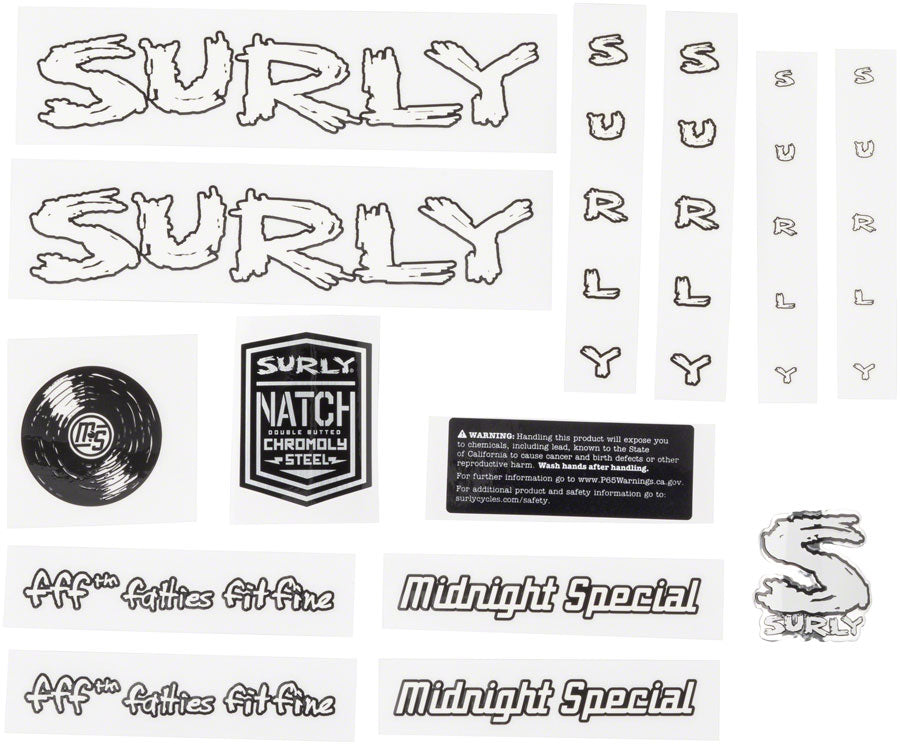 Surly Midnight Special Frame Decal Set - White with Record