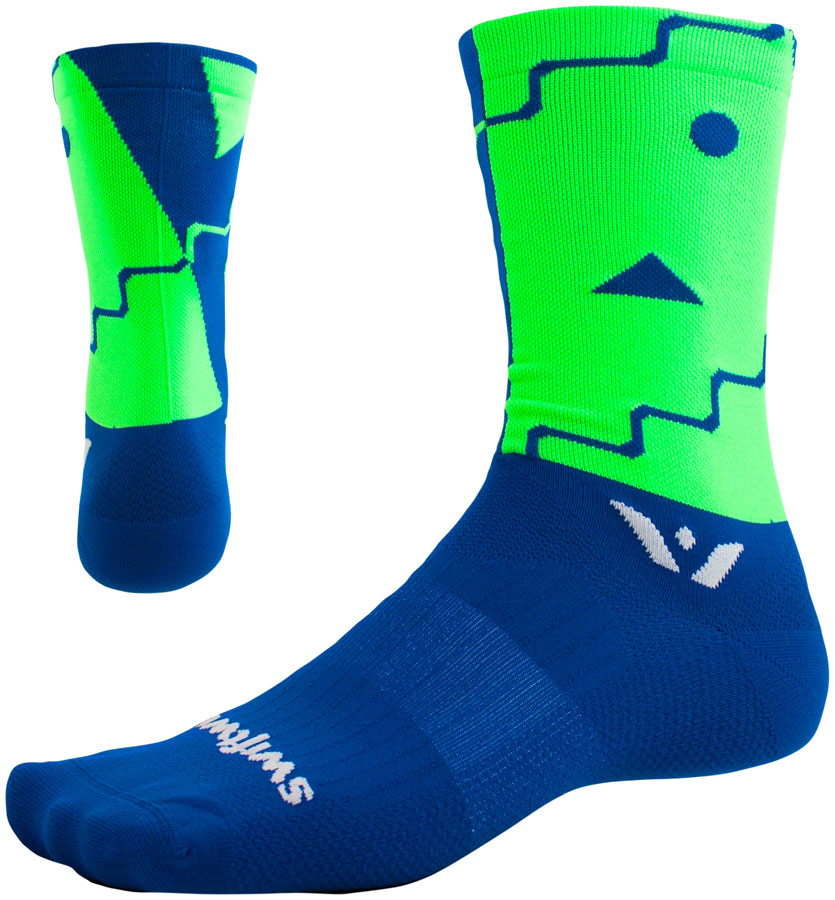 Swiftwick Vision Six Abstract Sock - 6" Blue X-Large