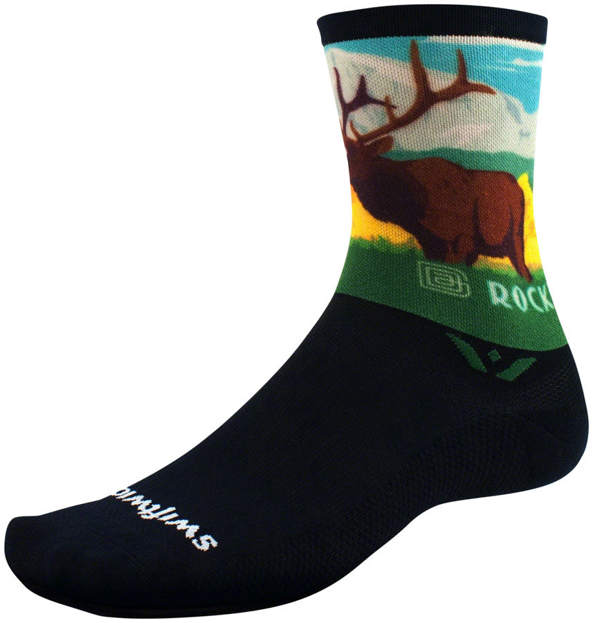 Swiftwick Vision Impression National Park Crew Socks - 6" Rocky Mountains X-Large