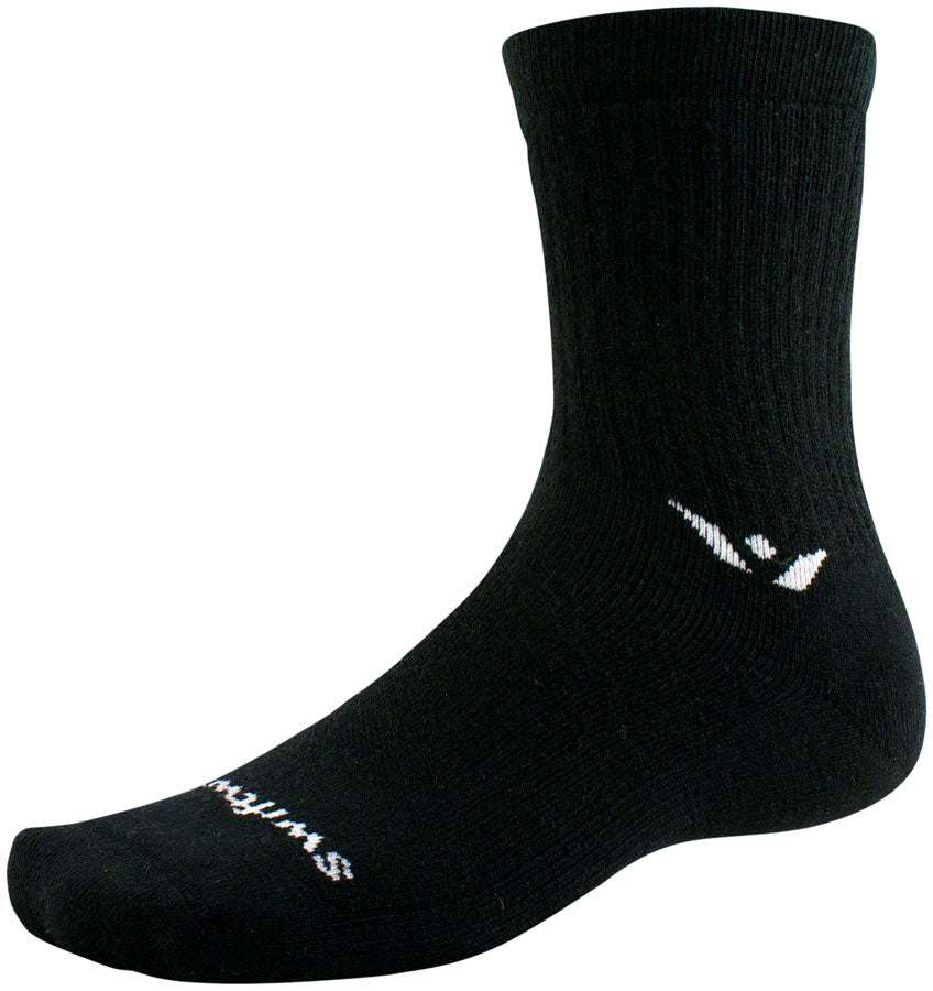 Swiftwick Pursuit Hike Medium Cushion Wool Socks - 6" Medium Weight BLK Small