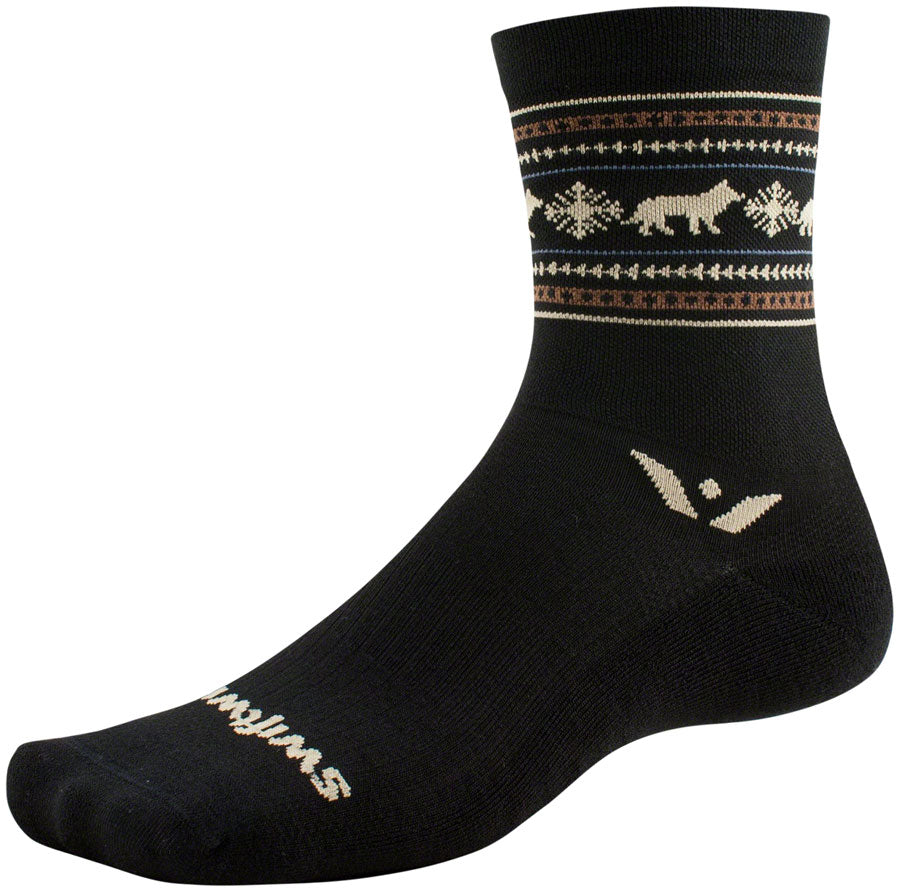 Swiftwick Vision Five Winter Collection Socks - 5" Winter Black Wolves XL