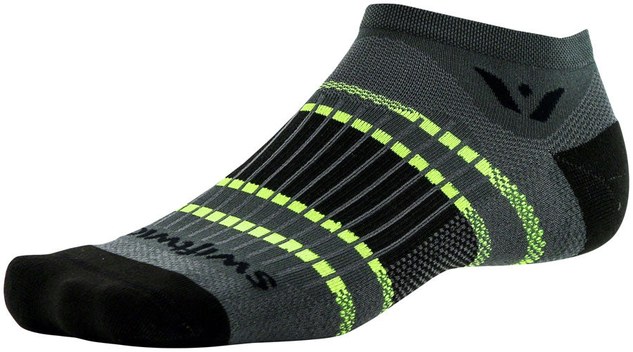 Swiftwick Aspire Zero Stripe Socks - No Show Gray/Black Small