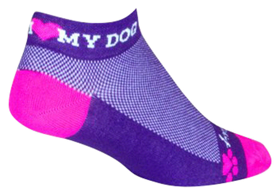 SockGuy Classic I Heart My Dog Socks - 1" Purple Small/Medium