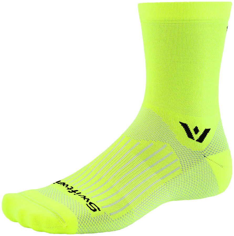 Swiftwick Aspire Mid-Crew Socks - 5" Hi-Viz Yellow Large