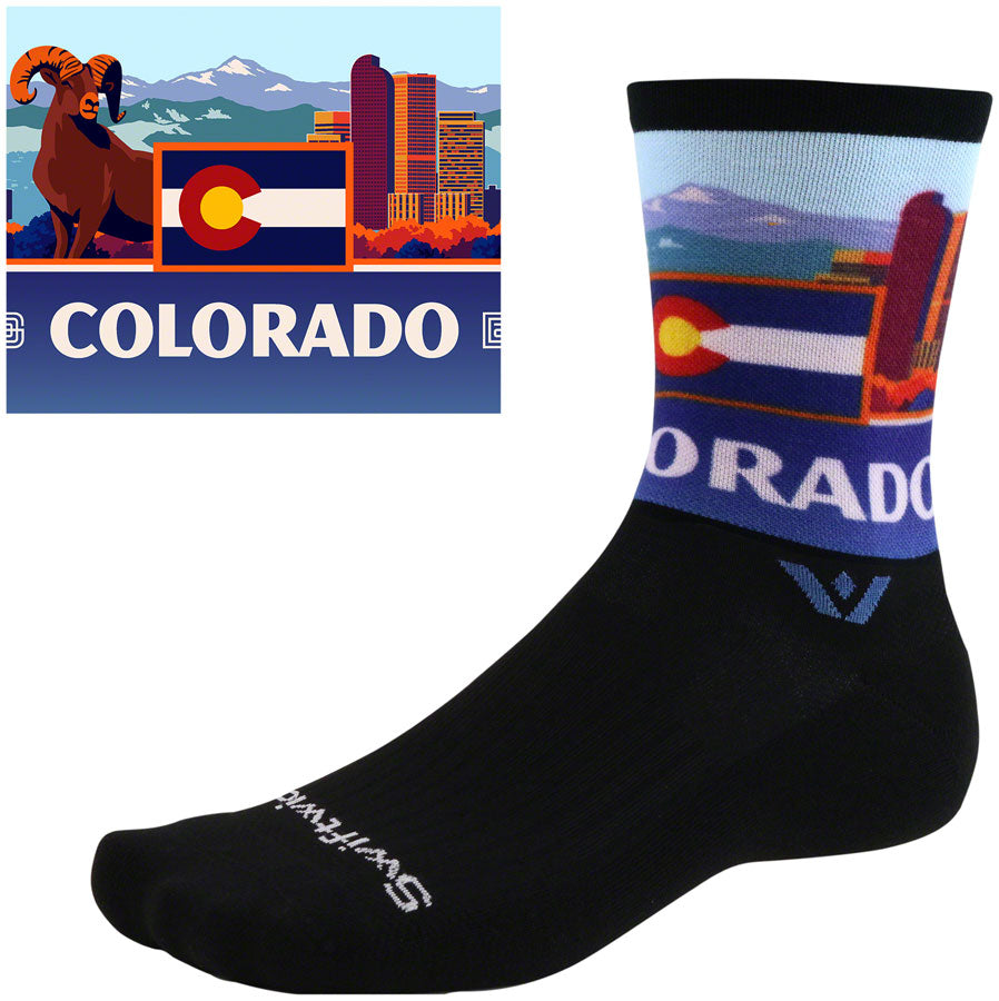 Swiftwick Vision Impression National Park Crew Socks - 6" Colorado Medium