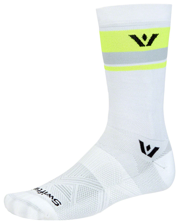 SwiftWick Aspire Crew Socks - White/Hi-Viz Medium
