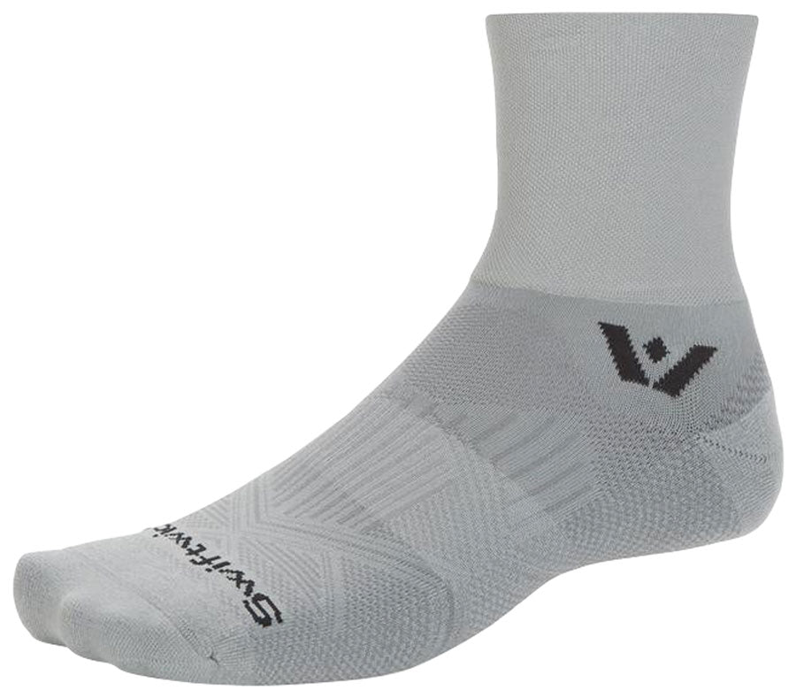 Swiftwick Aspire Quarter Crew High Socks - Circuit Pewter Large