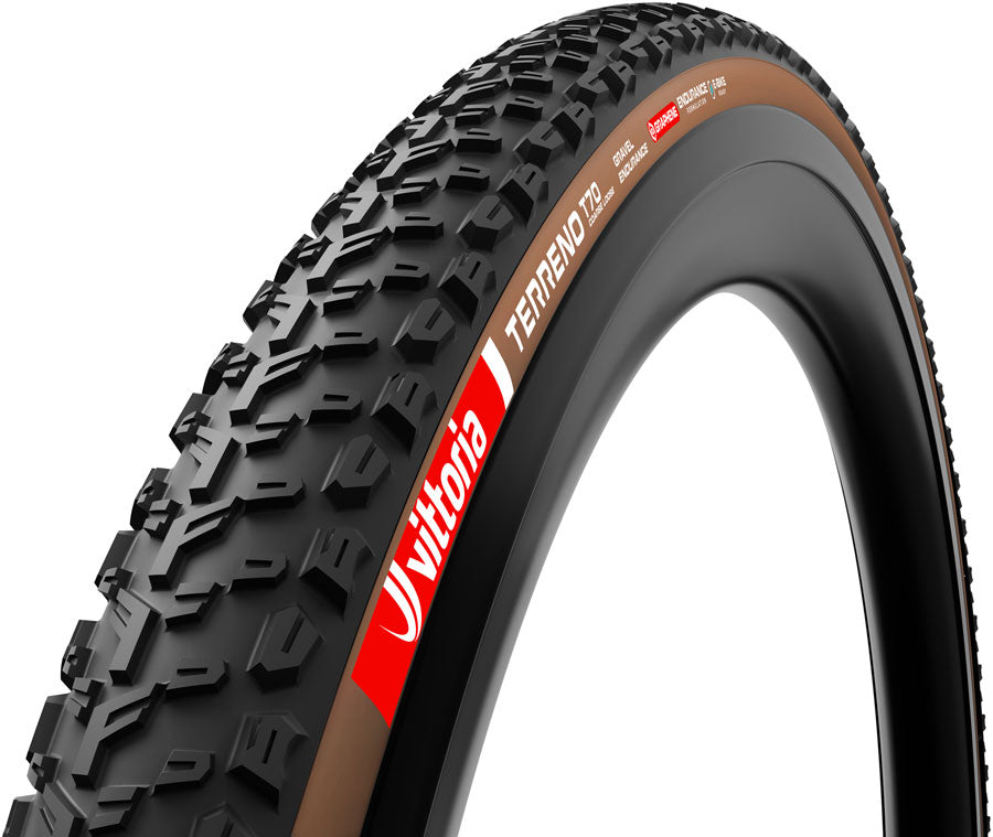 Vittoria Terreno T70 Coarse Loose Tire - 700 x 45 Tubeless Folding BLK/Brown Gravel Endurance Graphene G2.0