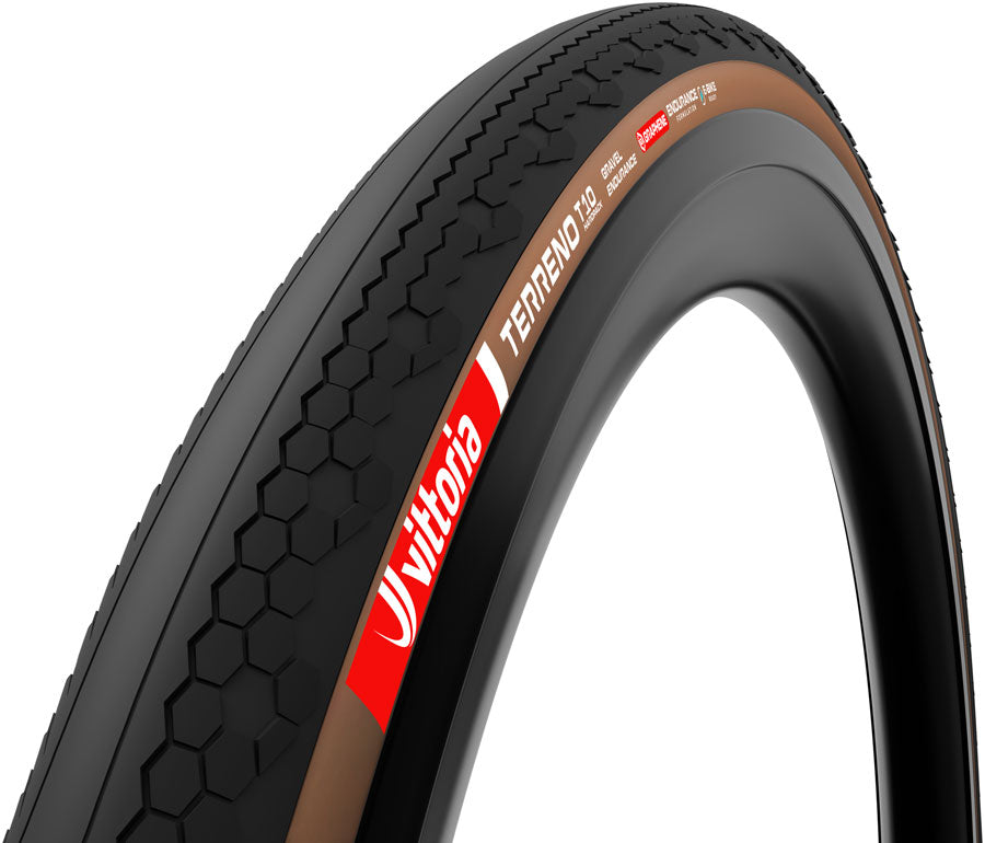 Vittoria Terreno T10 Hardpack Tire - 700 x 45 Tubeless Folding BLK/Brown Gravel Endurance Graphene G2.0