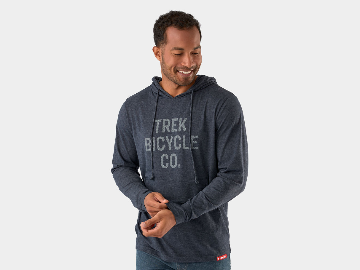 Trek Bicycle Co Long Sleeve Tee Hoodie LG Heather Navy Shirt