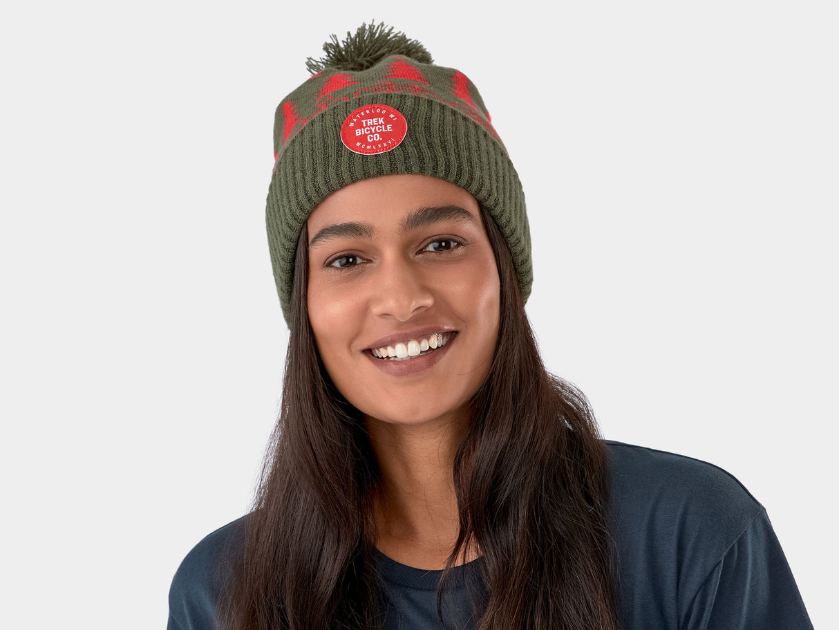 Trek Holiday Pom Beanie One Size Forrest Green Headwear