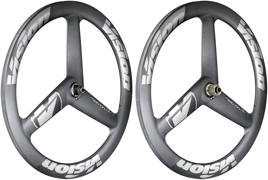 Vision Metron 3-Spoke Wheelset Tubeless 700c 3-Spoke Aero Design Disc Brake Center Lock Rotor Mount – BLK