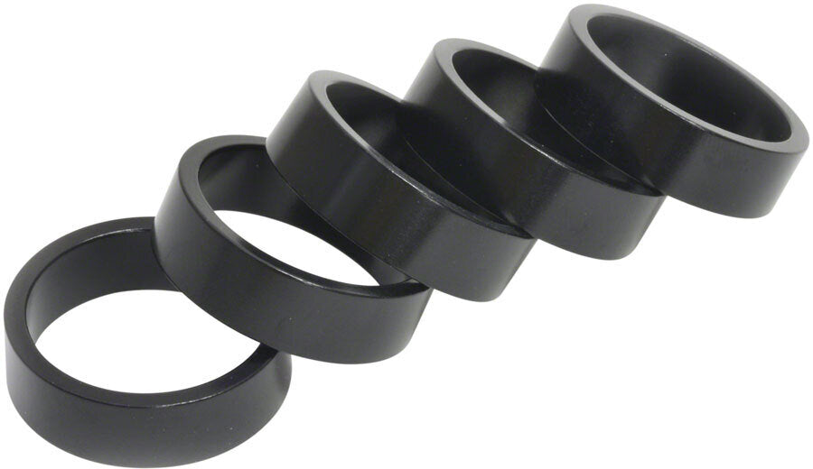 Aluminum Headset Spacer - 1-1/8", 10mm, Black, 5-pack