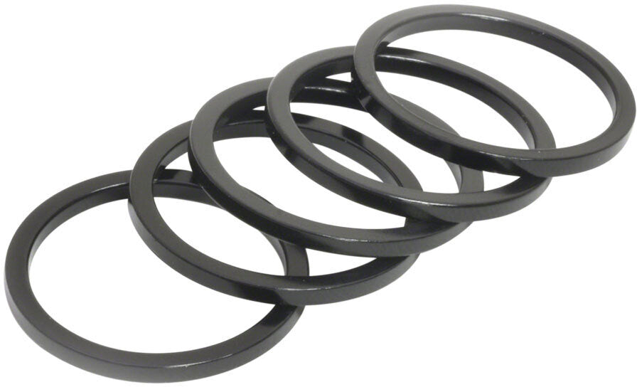 Aluminum Headset Spacer - 1-1/8", 2.5mm, Black, 5-pack