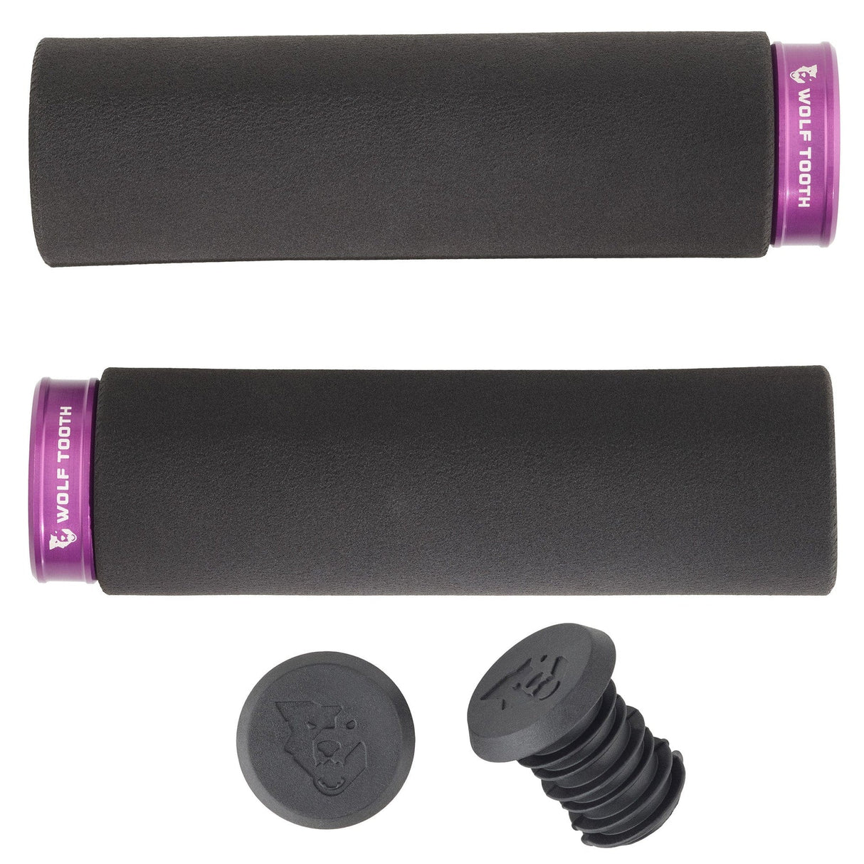 Wolf Tooth Components Lock-On Fat Paw Grip Set Black/Purple