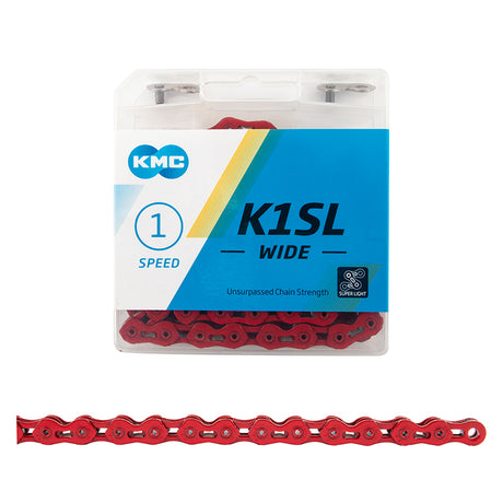 KMC K1SL Wide Chain Speed: 1 1/8'' Links: 100 Red