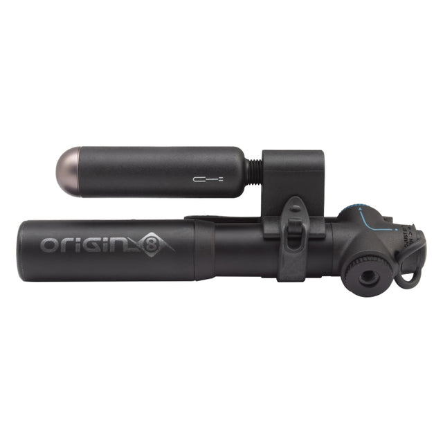 Origin8 Airaid Road 2-in-1 CO2 Mini Pump Threaded PV Black Tubeless Repair Kit Aluminum Road