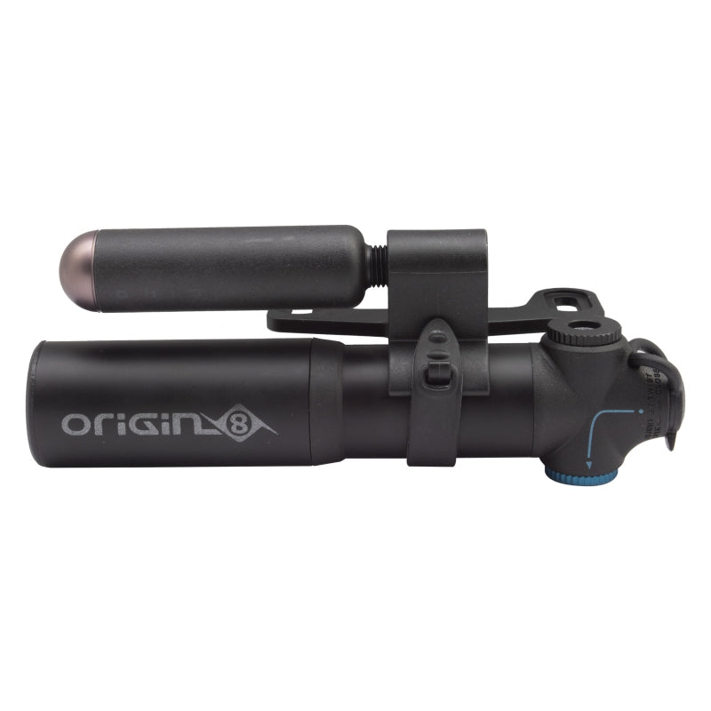Origin8 Airaid MTB 2-in-1 CO2 Mini Pump Threaded PV Black Tubeless Repair Kit Aluminum MTB