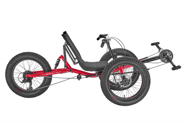 Sun seeker Fat-Tad CXs Tadpole Unisex 37` - 50.5` X-Seam Gloss Black/Bright Red 20` Black 24 Speed Disc Brake