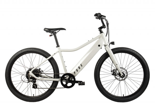Pure cycles FLUX E-Assist Step-Over 18` / MD Putty 27.5` Black 7 Speed Disc Brakes