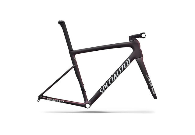 Specialized Tarmac Sl8 Frmset Satin Carbon / 100% Cqv Reflex Super Red Pearl Front Edge Fade / Metallic White Silver 44