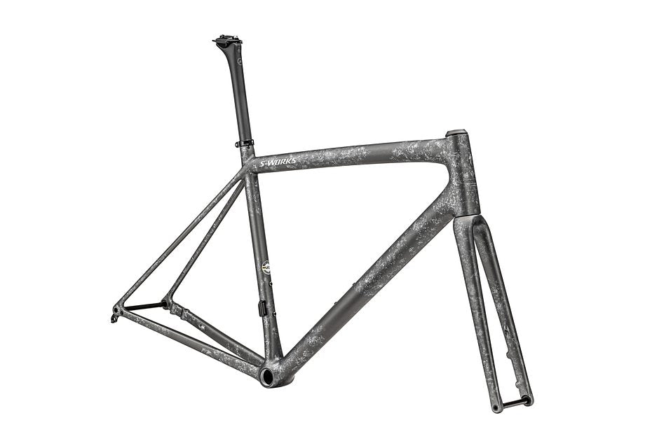 Specialized Aethos S-Works Frmset Satin Silver Pearl - Black Pearl Organic Color Run/ Brushed Liquid Silver 49