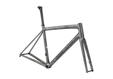 Specialized Aethos S-Works Frmset Satin Silver Pearl - Black Pearl Organic Color Run/ Brushed Liquid Silver 49