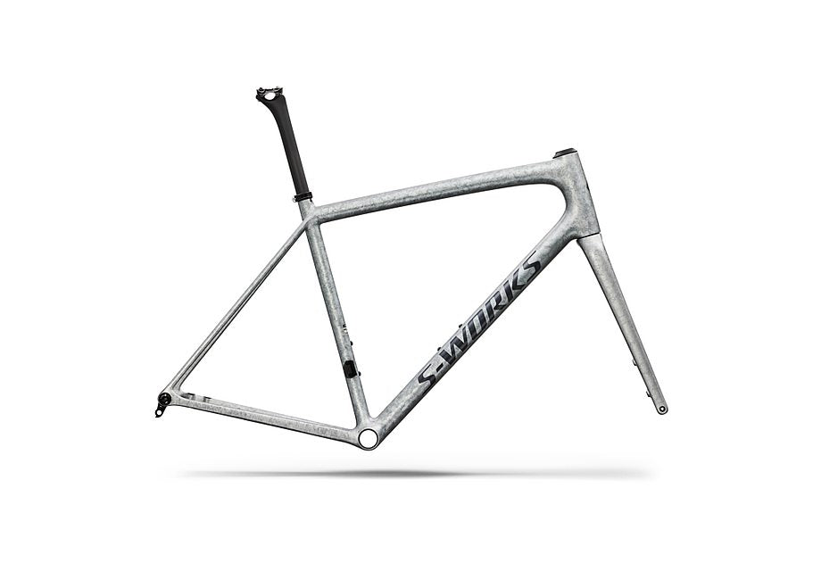 Specialized Aethos S-Works Frmset Gloss Silver Blurred Impasto / Black Pearl 56
