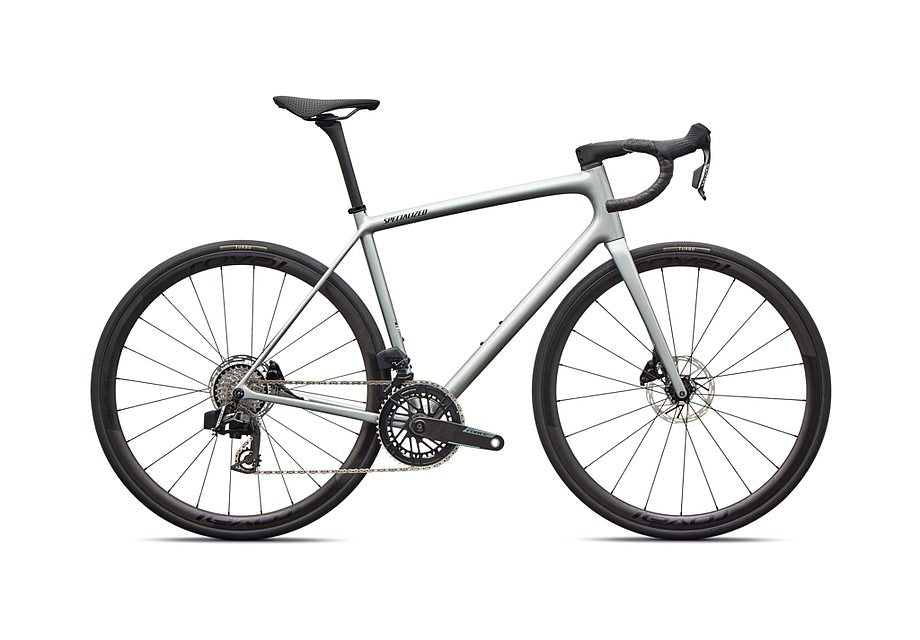 2026 Specialized Aethos Pro Axs Bike Gloss Shadow Silver / Emerald Metallic 58