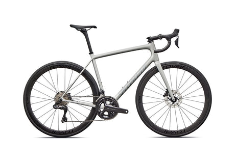 2026 Specialized Aethos Expert Di2 Bike Gloss Dolomite Metallic / Blue Pearl Over Shadow Silver 52