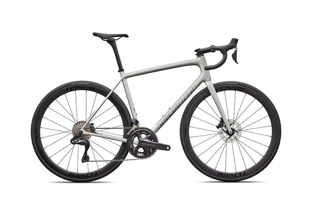 2026 Specialized Aethos Expert Di2 Bike Gloss Dolomite Metallic / Blue Pearl Over Shadow Silver 52