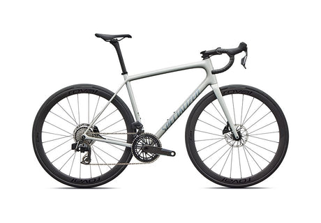 2026 Specialized Aethos Expert Axs Bike Gloss Dolomite Metallic / Blue Pearl Over Shadow Silver 52