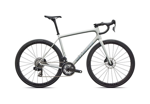 2026 Specialized Aethos Expert Axs Bike Gloss Dolomite Metallic / Blue Pearl Over Shadow Silver 58